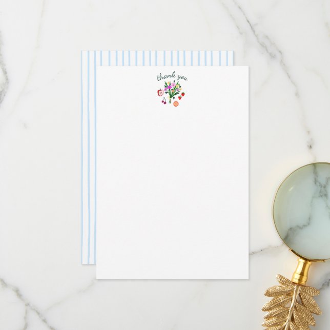 FRESH OFF THE MARKET Cute Custom Bridal Shower Thank You Card (Front/Back In Situ)