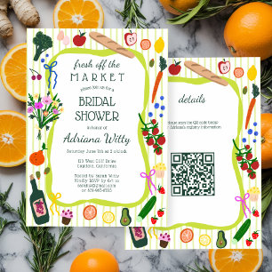 FRESH OFF THE MARKET Cute Custom QR Bridal Shower Invitation