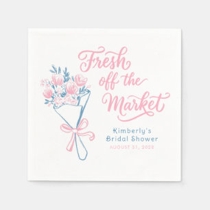 Fresh Off The Market Dusty Pink Blue Bridal Shower Napkin