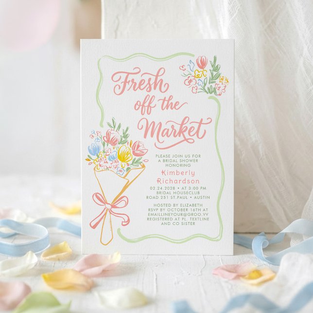 Fresh Off The Market Elegant Pastel Bridal Shower Invitation (Fresh Off The Market Invitation)