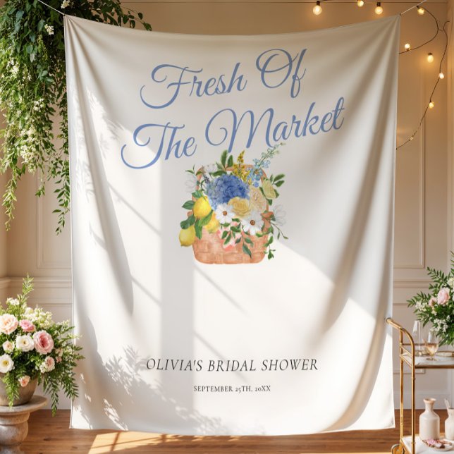 Fresh Off The Market Farmer Bridal Shower Backdrop Tapestry (Creator Uploaded)