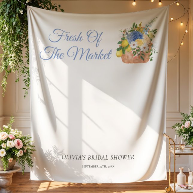 Fresh Off The Market Farmer Bridal Shower Backdrop Tapestry (Creator Uploaded)