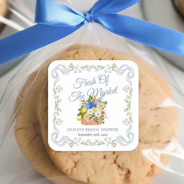 Fresh Off The Market Farmers Bridal Shower Floral Square Sticker (Creator Uploaded)