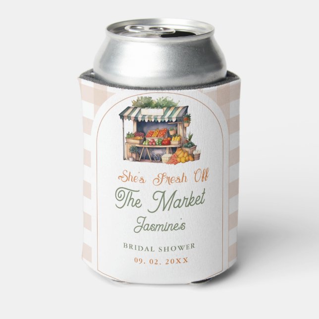 Fresh Off The Market Farmers Market Bridal Shower  Can Cooler (Can Back)