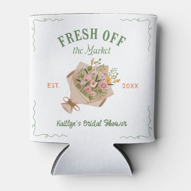 Fresh Off The Market Farmer's Market Bridal Shower Can Cooler (Front)
