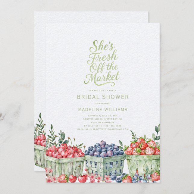 Fresh Off the Market Farmer's Market Bridal Shower Invitation (Front/Back)