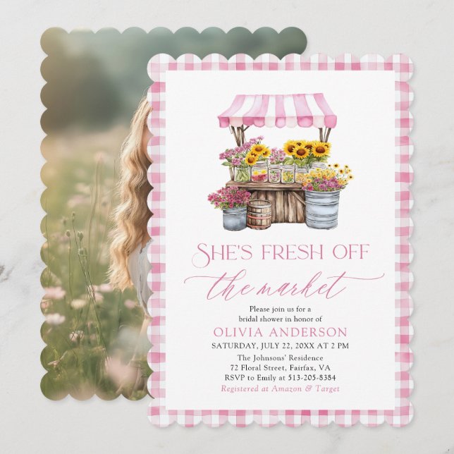 Fresh Off The Market Farmers Market Bridal Shower Invitation (Front/Back)
