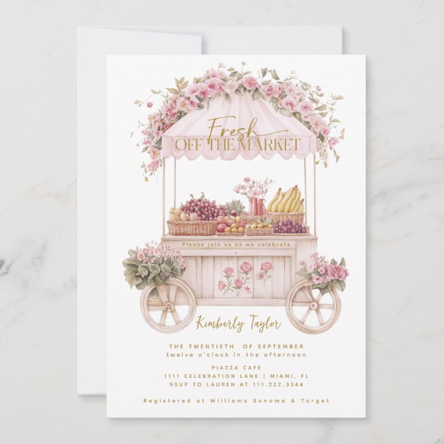 Fresh Off The Market Farmers Market Bridal Shower Invitation (Front)