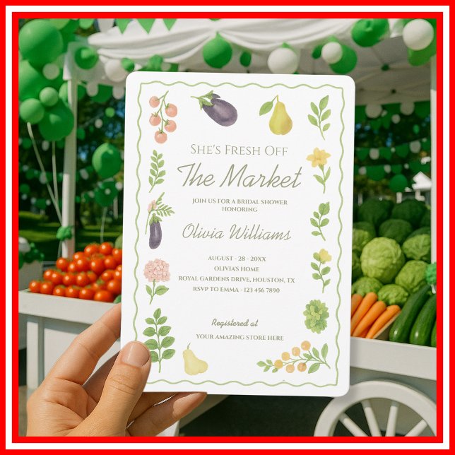 Fresh Off The Market Farmers Market Bridal Shower Invitation (Creator Uploaded)