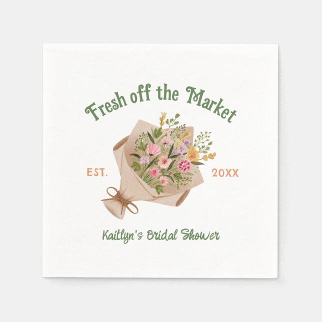 Fresh Off The Market Farmer's Market Bridal Shower Napkin (Front)