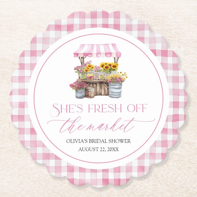 Fresh Off The Market Farmers Market Bridal Shower Paper Coaster (Front)