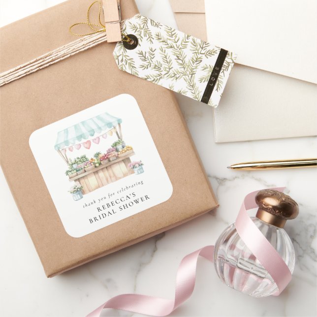 Fresh Off The Market Farmers Market Bridal Shower  Square Sticker (Gifting)