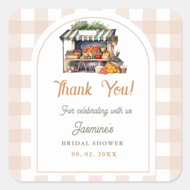 Fresh Off The Market Farmers Market Bridal Shower  Square Sticker (Front)