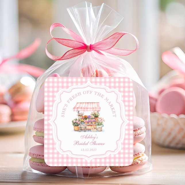 Fresh Off The Market Farmers Market Bridal Shower Square Sticker (Creator Uploaded)