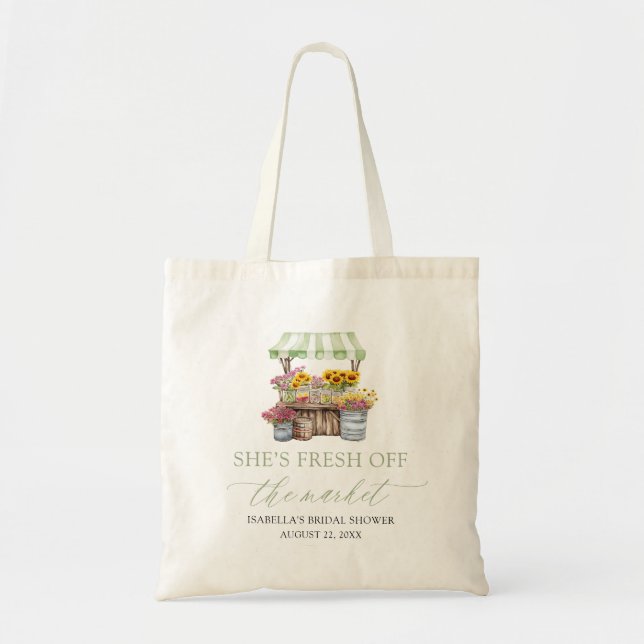 Fresh Off The Market Farmers Market Bridal Shower Tote Bag (Front)
