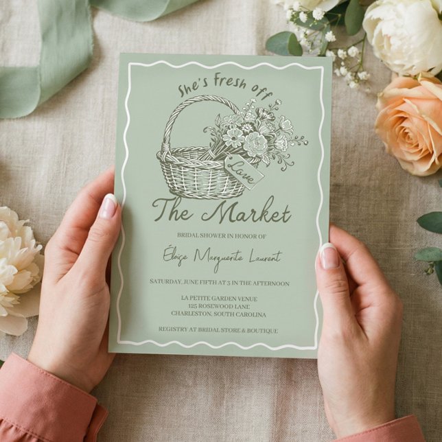 Fresh Off The Market Floral Basket Bridal Shower Invitation (Fresh Off The Market Floral Basket Bridal Shower Invitation)