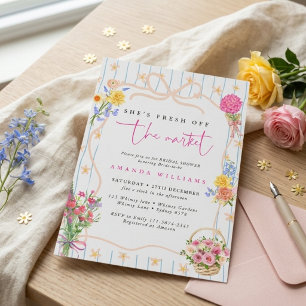 Fresh off the Market Floral Bridal Shower  Invitation