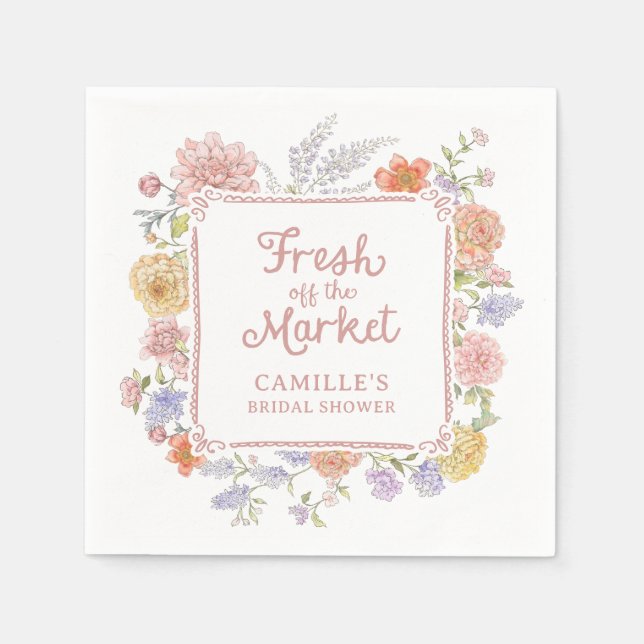 Fresh off the Market Floral Bridal Shower  Napkin (Front)