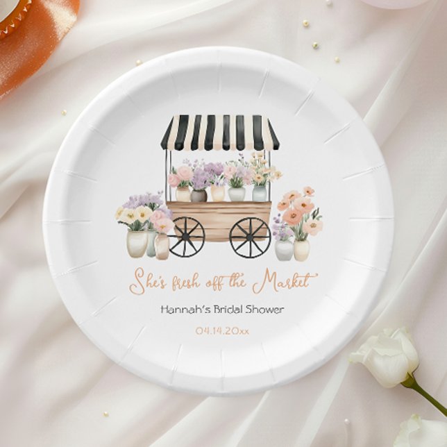 Fresh Off The Market Floral Bridal Shower  Paper Plate (Creator Uploaded)