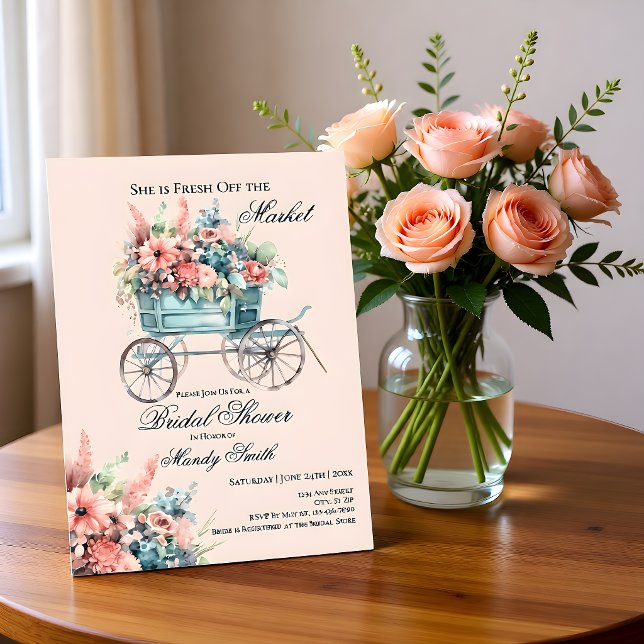Fresh off the Market Floral Cart Bridal Shower Invitation (Creator Uploaded)