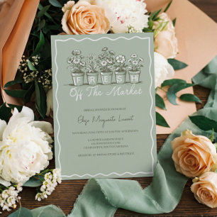 Fresh Off The Market Floral Garden Bridal Shower Invitation