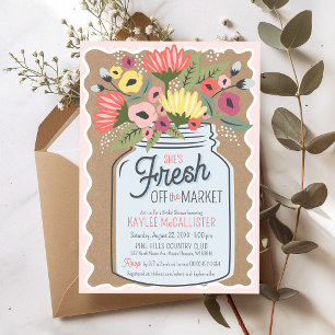 Fresh Off The Market Floral Kraft Bridal Shower Invitation