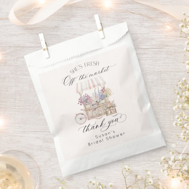 Fresh Off the Market Flower Cart Bridal Shower Favour Bag (Clipped)