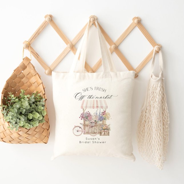 Fresh Off the Market Flower Cart Bridal Shower Tote Bag (Creator Uploaded)