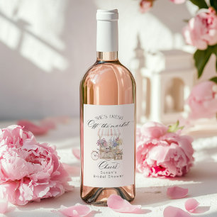 Fresh Off the Market Flower Cart Bridal Shower Wine Label
