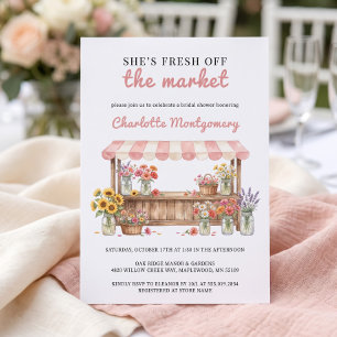 Fresh Off The Market Flower Stand Mason Jar Invitation