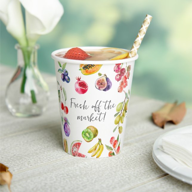 Fresh Off The Market Fruits Bridal Shower Welcome Paper Cups (Insitu)