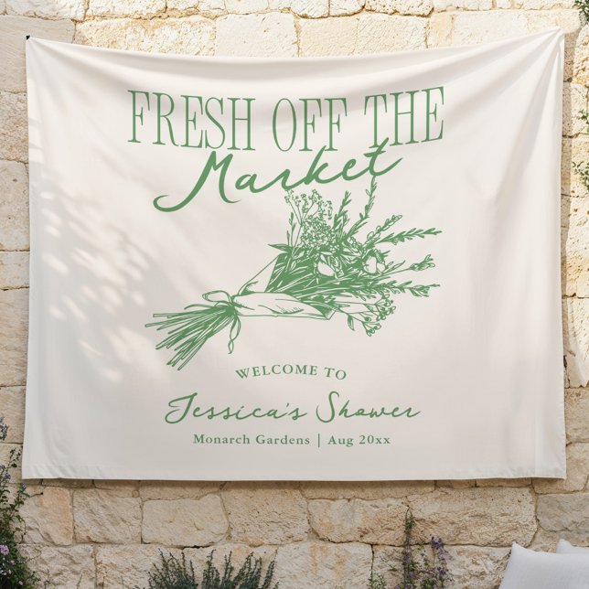 Fresh Off the Market Green Bridal Shower Tapestry (Creator Uploaded)
