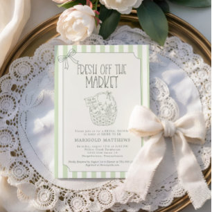 Fresh Off the Market Green Stripe Farmers Market Invitation