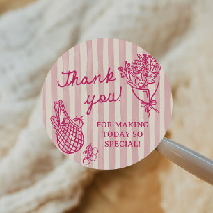 Fresh Off The Market Hand Drawn Bridal Shower Classic Round Sticker