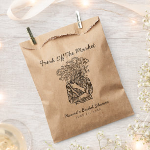Fresh Off The Market Hand Drawn Bridal Shower Favour Bag