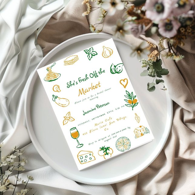 Fresh Off The Market Hand Drawn  Bridal Shower Invitation (Creator Uploaded)