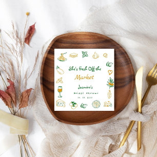 Fresh Off The Market Hand Drawn Bridal Shower Napkin