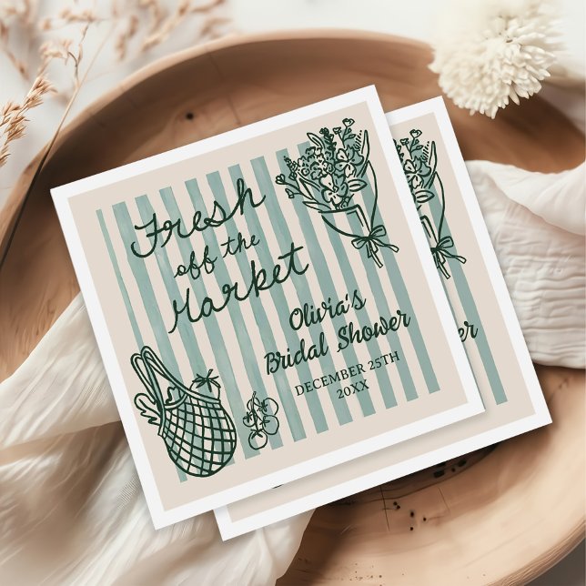 Fresh Off The Market Hand Drawn Bridal Shower Napkin (Creator Uploaded)