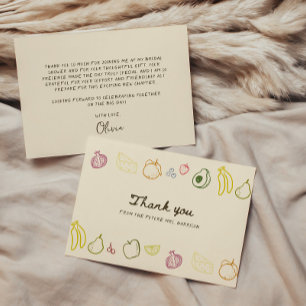 Fresh Off The Market Hand Drawn Bridal Shower Thank You Card