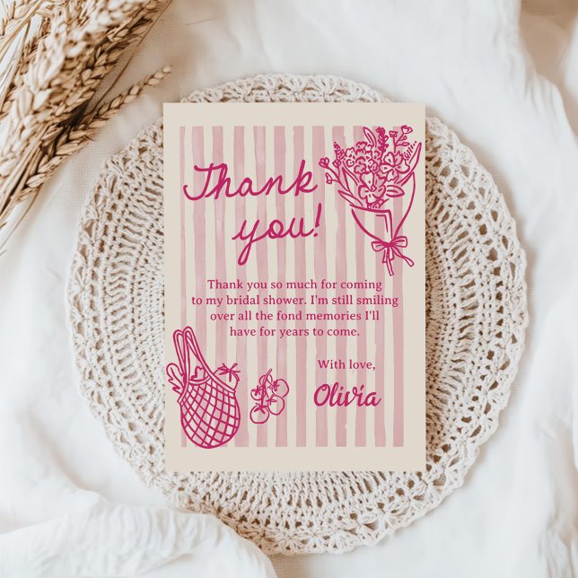 Fresh Off The Market Hand Drawn Bridal Shower Thank You Card (Creator Uploaded)