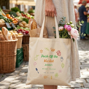 Fresh Off The Market Hand Drawn Bridal Shower Tote Bag