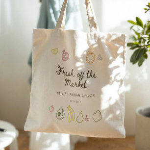 Fresh Off The Market Hand Drawn Bridal Shower Tote Bag