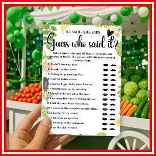 Fresh Off The Market He Said She Said Bridal Game 