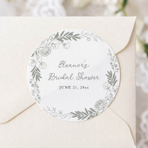 Fresh Off The Market Line Art Rose Bridal Classic Round Sticker