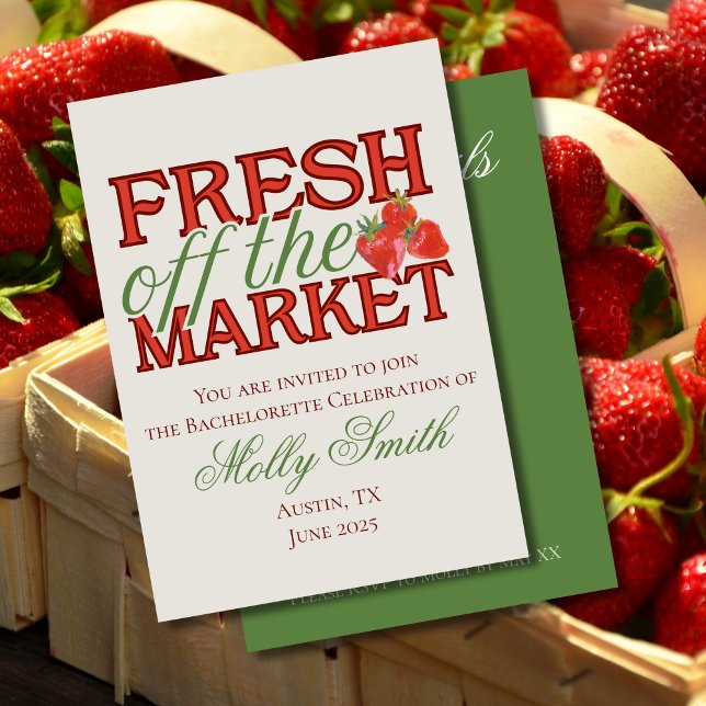 Fresh Off the Market – Personalised Modern Bridal Invitation (Fresh Off the Market invite with modern serif font – perfect for engagement or bridal celebrations!)