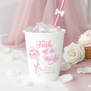 Fresh Off The Market Pink Floral Bridal Shower Paper Cups