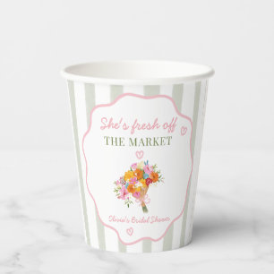 Fresh Off the Market Pink Green Bridal Shower Paper Cups