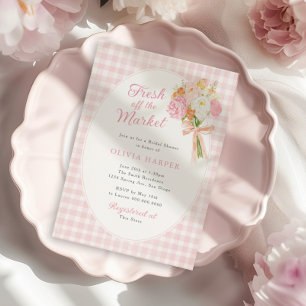 Fresh Off The Market Preppy Pink Bridal Shower Invitation