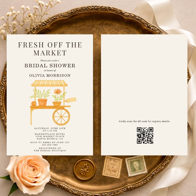 Fresh Off the Market QR Code Bridal Shower Invitation (Creator Uploaded)