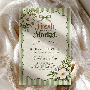 Fresh Off the Market Sage Bow Bridal Shower Invitation
